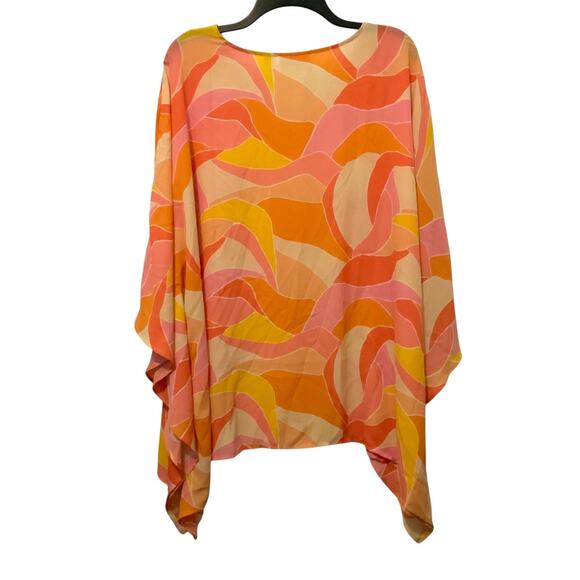 Belle Kim Gravel Aloha Poncho Sunshine Waves Orange Pink 2X - Picture 4 of 7